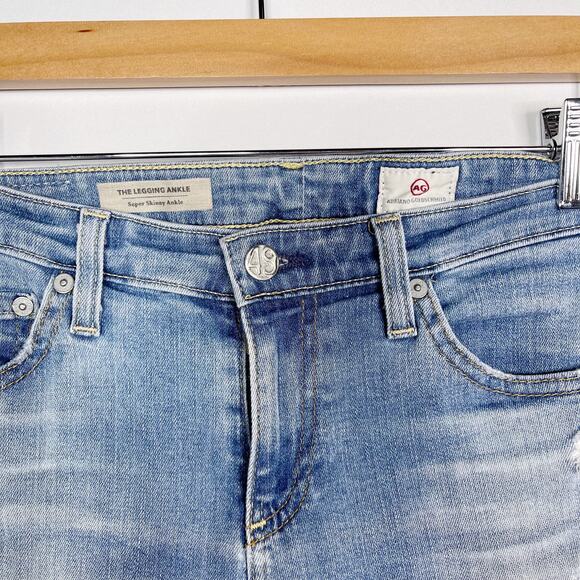 AG Adriano Goldschmied Womens 27 Legging Super Skinny Ankle Jean Ripped Open Hem - Picture 9 of 10